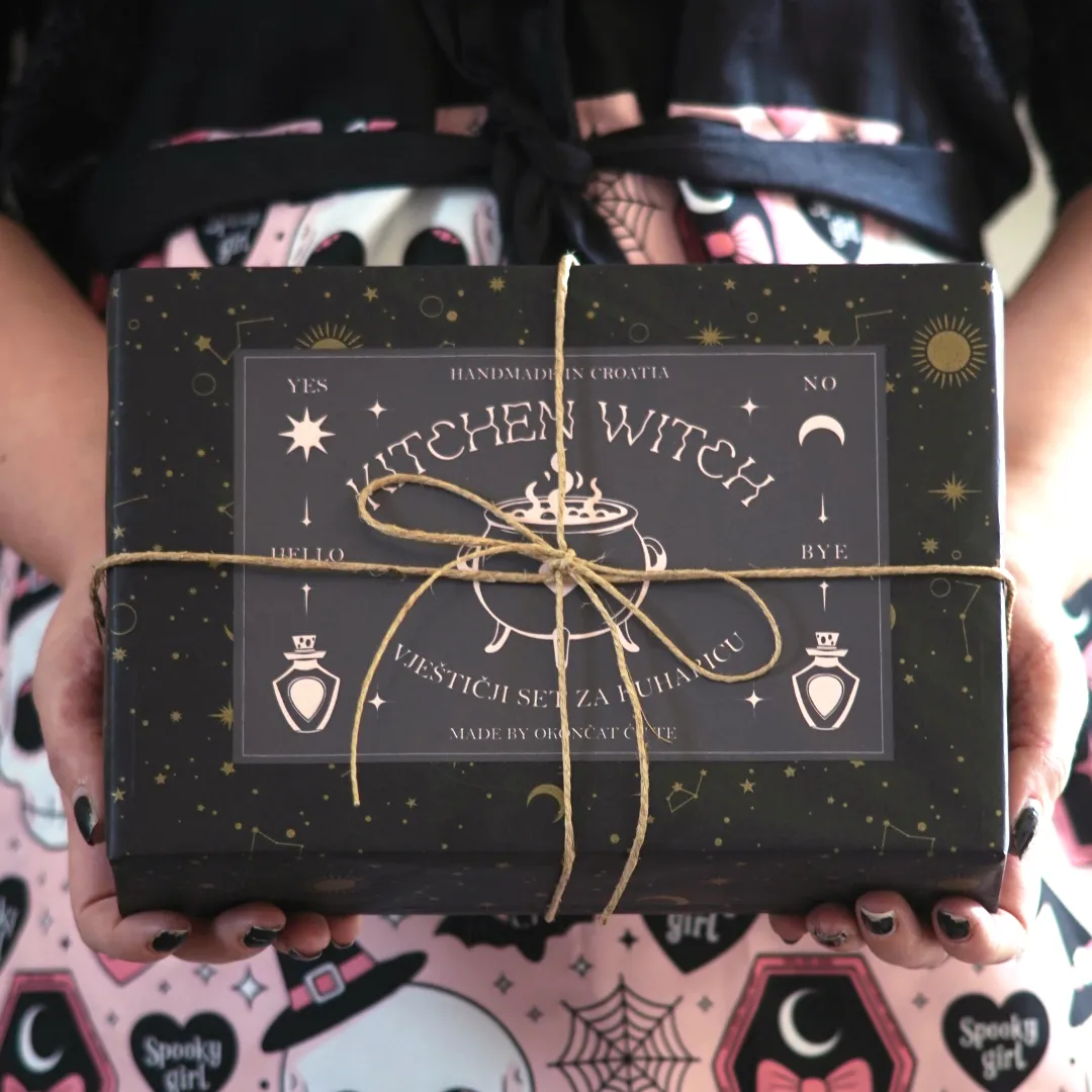 kitchen witch vjesticji set za kuharicu uzorak spooky girl fotka